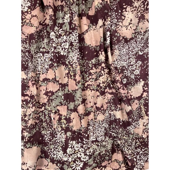 Vintage 70s Sheer Watercolor Floral Print Midi Dress Long Sleeve Tie Neck Ruffle - Picture 10 of 13